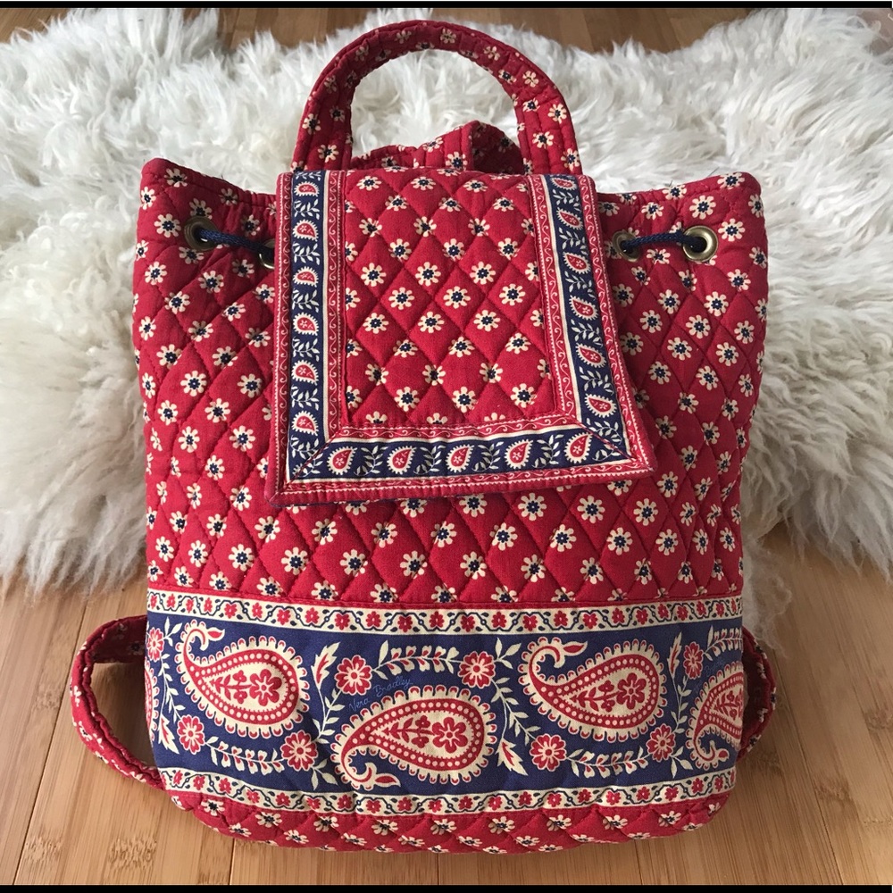 Vera Bradley Americana Red Backpack EUC